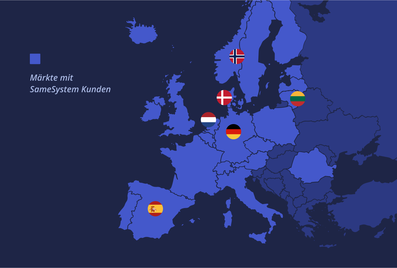 Map showing SameSystem's presence in Europe