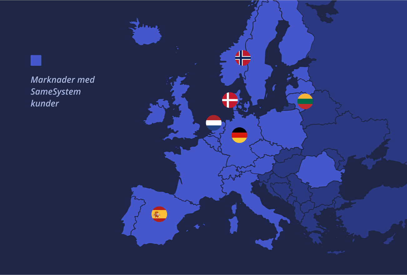 Map showing SameSystem's presence in Europe