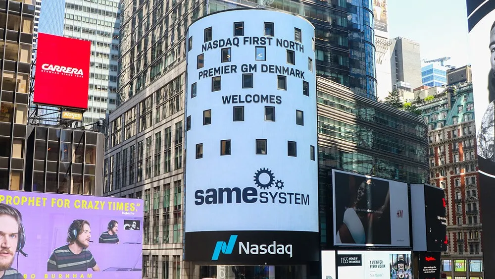 SameSystem Nasdaq announcement on Times Square