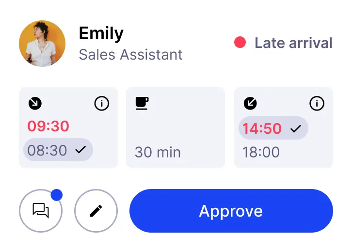 Shift approval interface