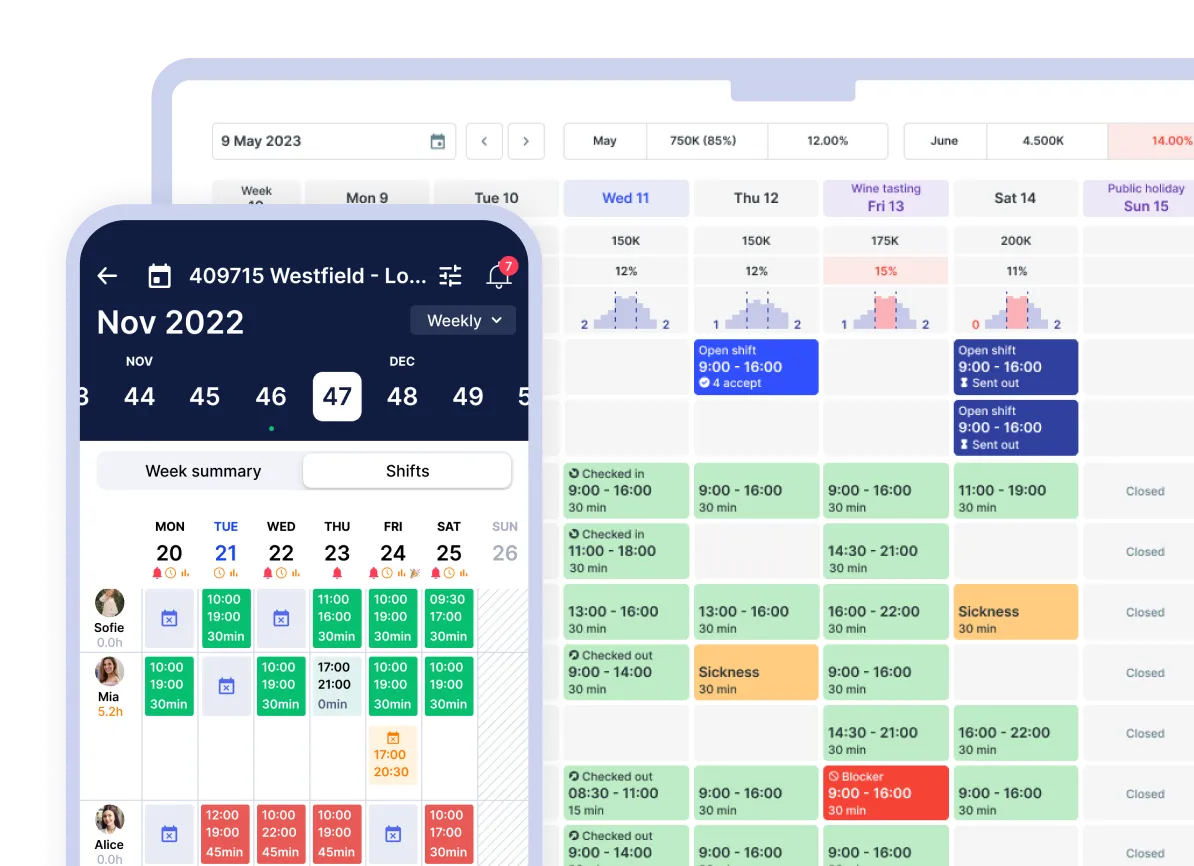 SameSystem desktop and mobile app schedule interface
