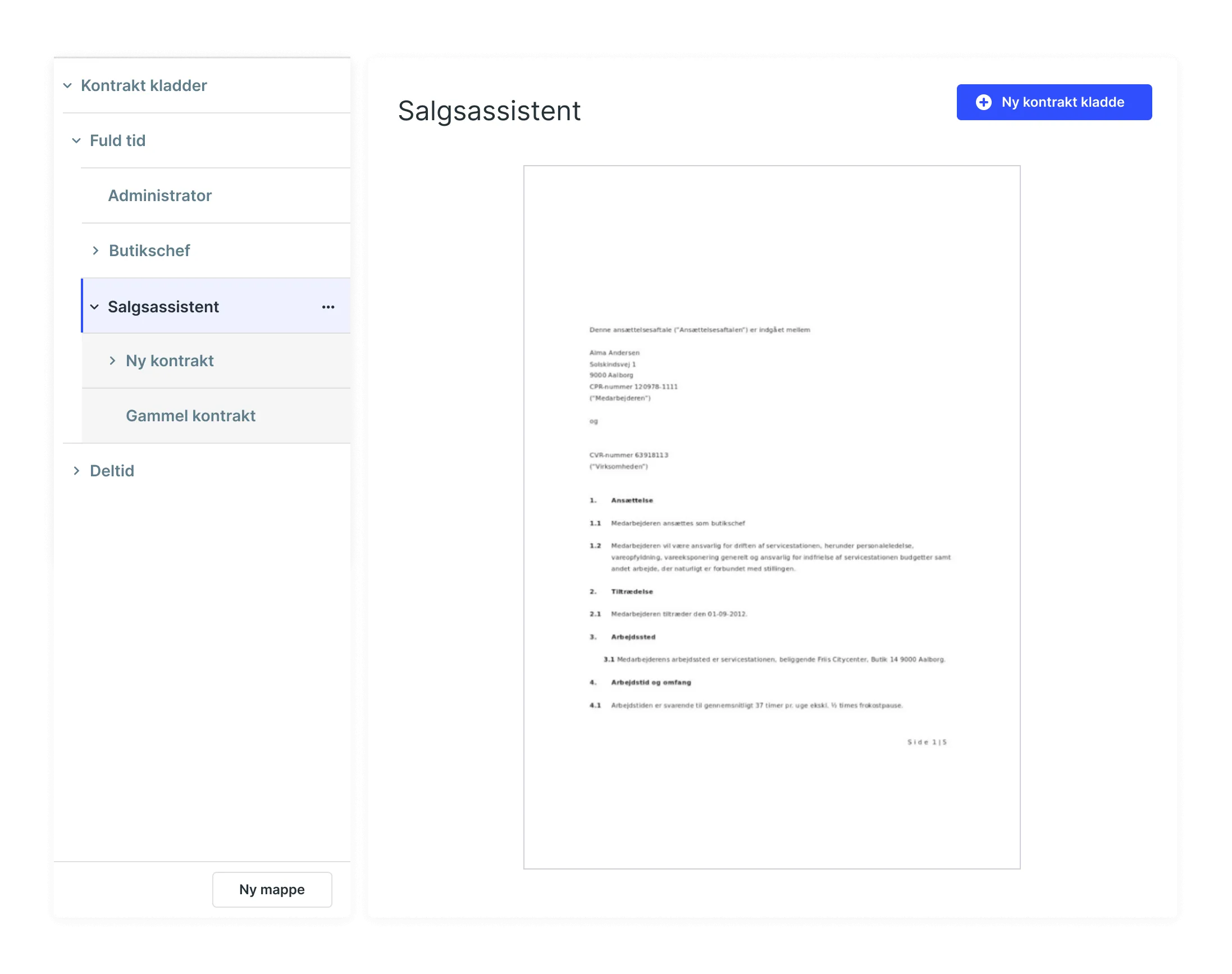 User contract interface