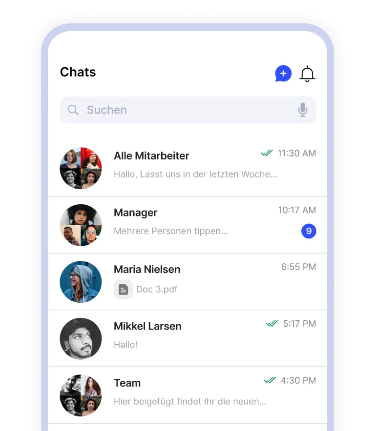 Chat in mobile app interface