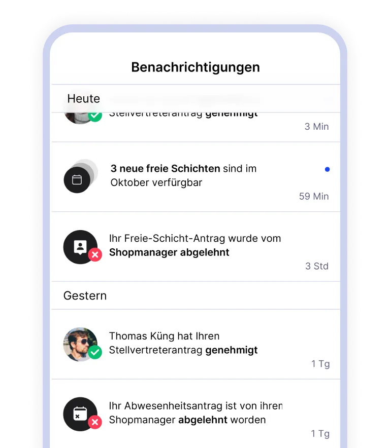 Notifications app interface