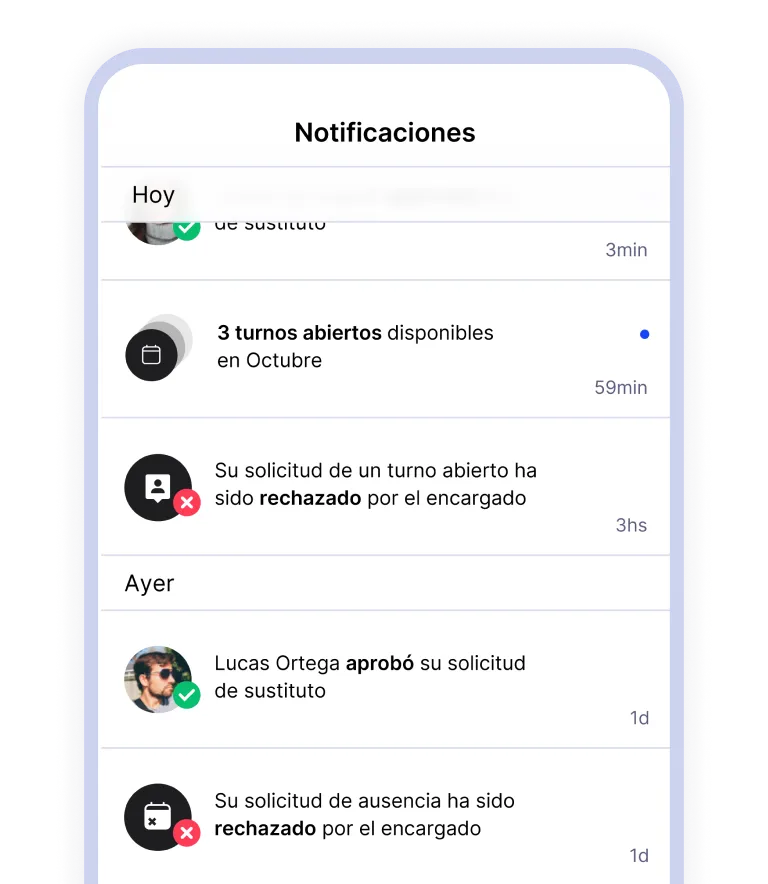 Notifications app interface